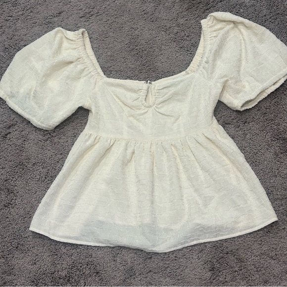 Future Collective Top Blouse Women’s XXS Puff Sleeve - Picture 2 of 5
